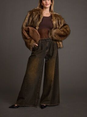 12th Tribe Dakota Washed Black Wide Leg Jeans Size S